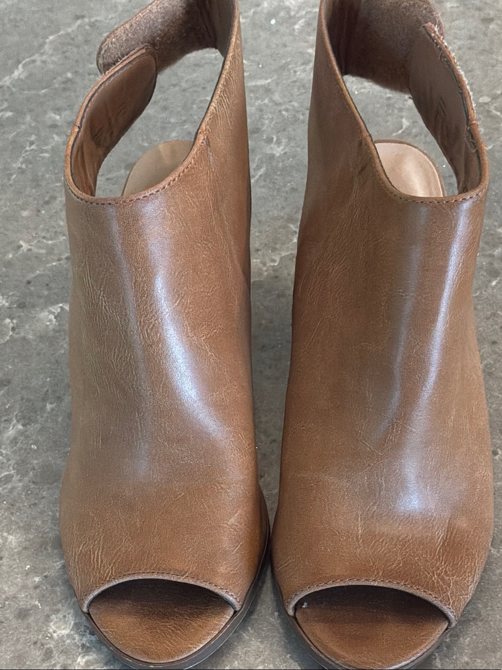 Call It Spring Tan Brown Peep-Toe Slingback Mules